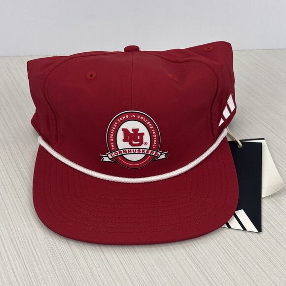 Nebraska Cornhuskers adidas Rope Adjustable Strapback Cap Hat OSFM NWT #JD3533 - Picture 1 of 7